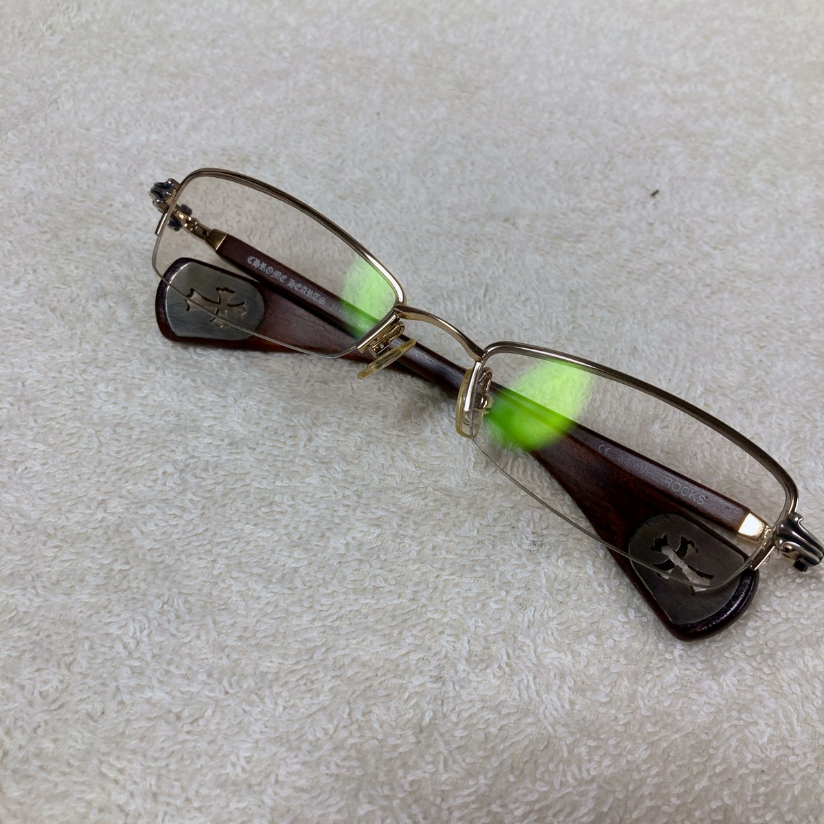 CHROME HEARTS ROCKS ハーフリム サングラス ゴールド