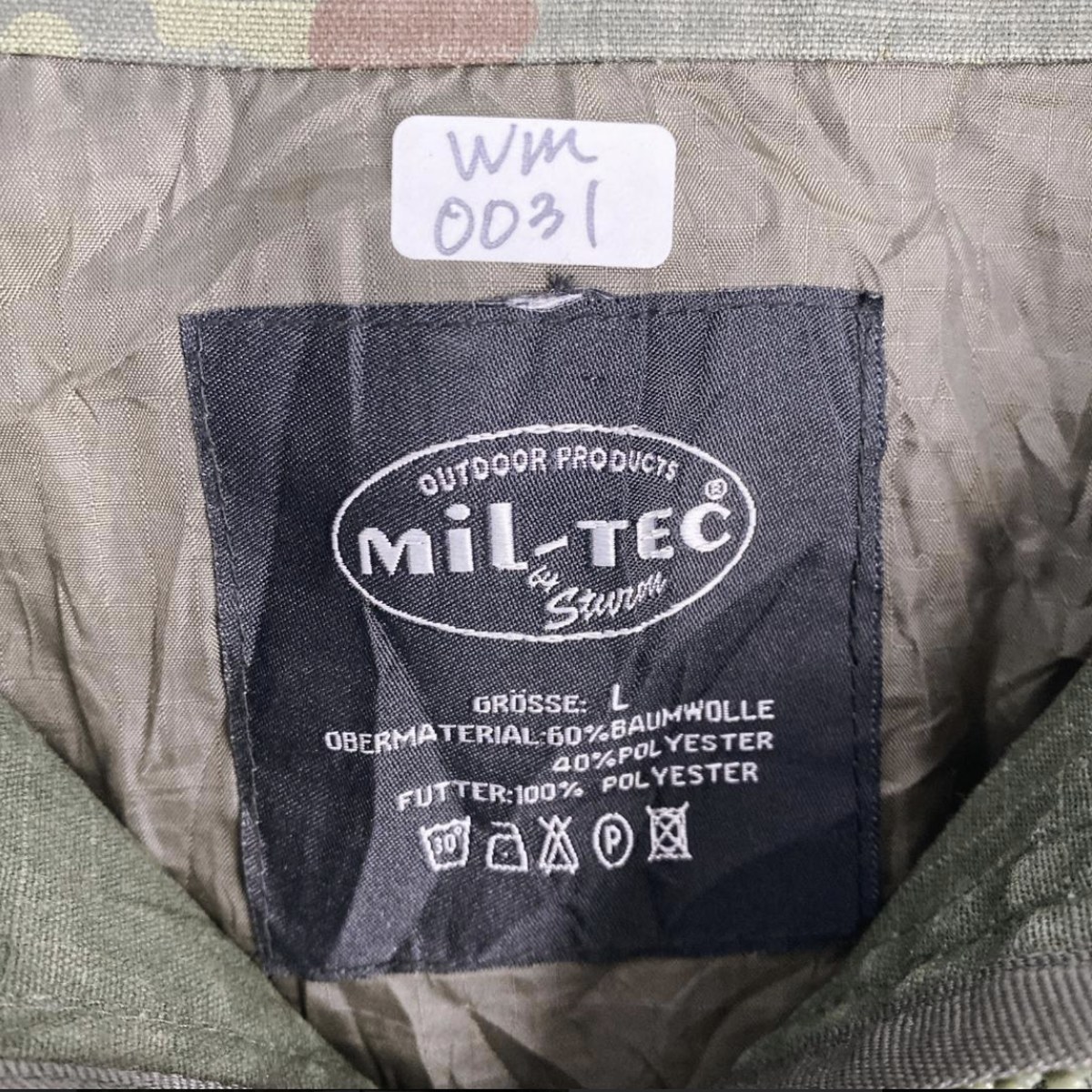 ブランドタグ。MIL-TEC by Sturm、サイズL